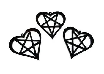 Sirds Zvaigzne Piekariņi | Melna Pentagramma Kuloni | Lāzergriešanas Akrila Šarmu | Ragana Goth